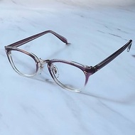 普普年代 螢光紫雙色厚版膠料古董眼鏡 鍍金妝點