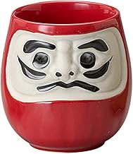 Kaju Arifu K11211 Mino Ware Feng Shui Daruma Sushi Teacup, Red (Work Luck), Diameter 3.0 inches (7.5