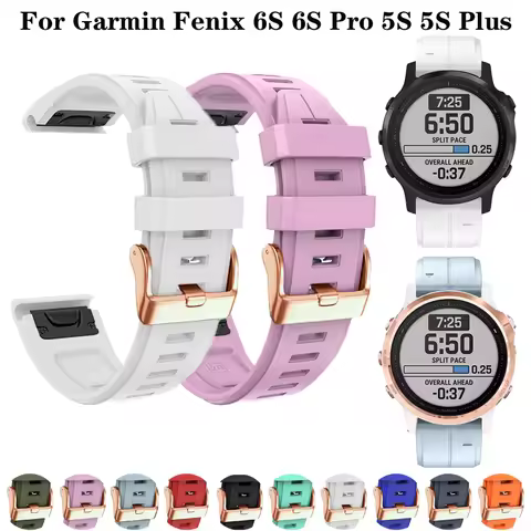 20mm Watch Band Strap For Garmin Fenix 6S Pro 6S 5S Plus Rose Gold Buckle Easyfit Bracelet Belt Quic