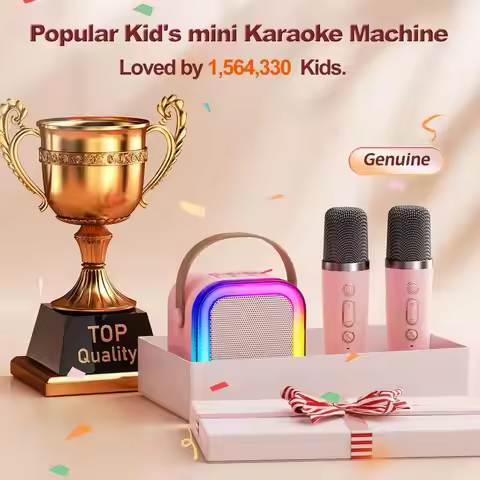 Portable Mini Kids Karaoke Machine Bluetooths Speaker with 2 Wireless Microphone, Mini Karaoke Machi