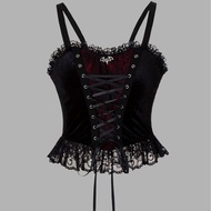 Lace-up Birthday Clothes Laced-up Vest Gothic Velvet Top