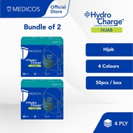 MEDICOS Hijab Headloop Hydro Charge 4 Ply Surgical Face Mask (2 Boxes)