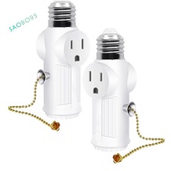2 Pcs Light Socket to Plug Adapter,E26/E27 Light Bulb Outlet Socket Adapter,Sockets Support 3 Prongs