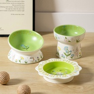 Green Rabbit Lace Cat Bowl Anti-Black Chin Cat Canned Food Bowl Ceramic Dog Food Bowl Cat Anti-overt