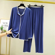 Modal Cotton Pajamas 2 Piece Set Womens Spring Loose Long Sleeve Homewear Set Casual Pajamas Long Pa