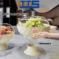 (TTS MALL) Mangkuk Buah Pinggan Buah Hidangan Hidangan Buah-buahan Besar Mangkuk Penyaring Sayuran u