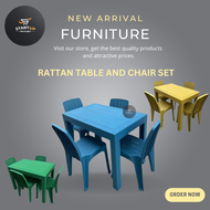 Start up rattan plastic table and chair 4seaters dining set all design and color available