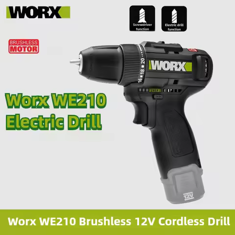 Worx WE210 Lithium Battery 12V Rechargeable Brushless Compact Metal Chuck Electric Screwdriver Cordl