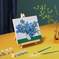 【台灣現貨】立體DIY數字油畫-梵谷鳶尾花 數字畫 親子玩具