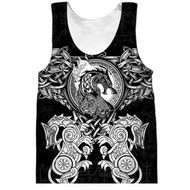 Men's Vest Viking Symbol Odin Tattoo Crow 3D Digital Printing Trendy T-Shirt 10.28
