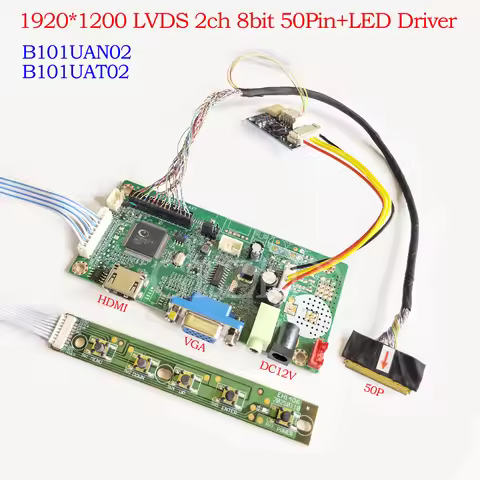 LCD Controller Driver Board for 10.1" inch B101UAN02.1 B101UAT02 IPS 1920*1200 LVDS 50P VGA HDMI lap