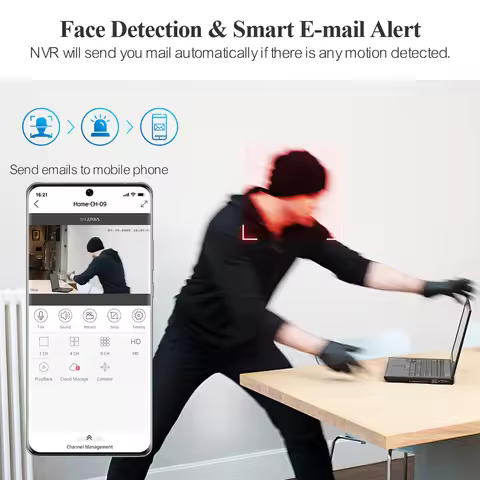 Techage H.265 Ultra HD 4K 8MP 36CH IP NVR Smart AI Support Face/Human/Motion Detection E-mail Alert 