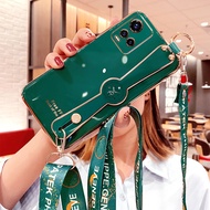 Ốp Lưng Điện Thoại Đeo Tay Cho VIVO Y21 Y21s Y33s Kèm Dây Buộc Dài Miễn Phí Ốp Màu Kẹo Mạ Điện Kèm Ố
