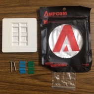 AMPCOM High Quality 4-Port Faceplate Wall Socket Wallplate Face plate RJ45 Networking RJ11 Telephone