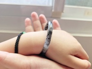 【親翠】天然翡翠 冰烏雞全透水墨兒童47mm手鐲