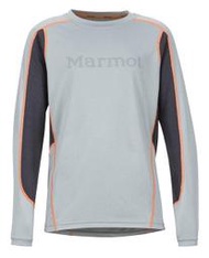 M/XL 美國 Marmot 土撥鼠 B-Windridge Logo 童 防曬快乾長袖上衣-灰/桔/深灰  特價935