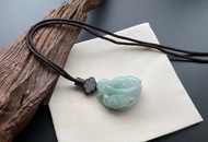 快速出貨 免費開光 天然A貨緬甸玉翡翠招財貔貅項鍊 飄花飛天貔貅