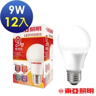東亞照明 9W球型LED燈泡-黃光/燈泡色12顆