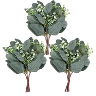 7 Pcs leaves Eucalyptus European Silk Artificial Green Plant for Home/Wedding/Wall Fake Flower Decor