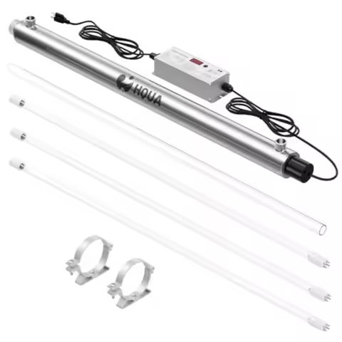 -OWS-12T 120V 40W 12GPM Whole House Ultraviolet Water Purifier Filter + 2 Extra UV Bulbs with Lamp R