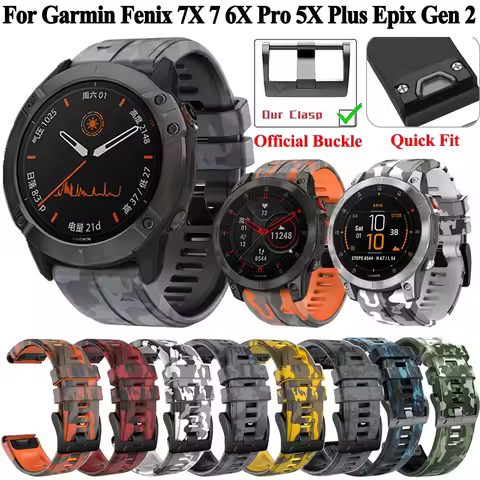 26 22MM Watchband For Garmin Fenix 6 6X Pro 5 5X Plus Epix 2 3HR Fenix7 7X Silicone Quick Release Wa