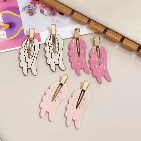 1/2PCS Cute Angel Wings Seamless Hairpin Pink Dopamine Makeup Side Bangs Hair Clips Barrettes for Wo