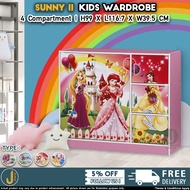 [JJ Funirture DIY] Kaler Children Kids Wardrobe with 4 Compartments | Almari Baju Budak Kanak Upin Ipin Mickey Princess