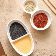 STARK Sauce Plate 2 Grid Ceramic Sauce Plate Bowl 2 Compartments Aesthetic Unique Luxurious