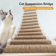 Pet climbing ladder cat step skybridge solid wood ladder DIY cat toys