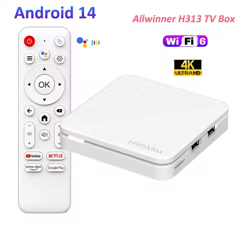 H96 MAX H313 TV Box Android 14 Smart TV Box 4K Video Set Top Box 100M Wifi6 BT5.0 Voice Assistant Me