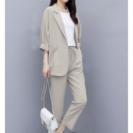 ＜918＞Loose Coordinates women Ladies suit M-4XL Square Pants Terno Business Casual Attire Office Outf