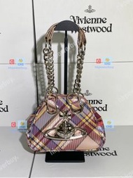 新款 Vivienne Westwood 西太後 粉色格紋保齡球到 銀包 手袋 斜孭袋 禮物
