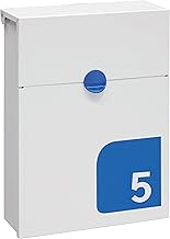 ARREGUI Tondo S E6721-BLU Galvanised Steel Letterbox with House Number Personalised Wall Letter Box 