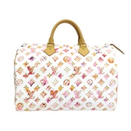 白色 原花 Watercolor Aquarelle 帆布 Speedy 35 波士頓包【LOUIS VUITTON LV 路易威登】 M95752