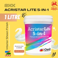 SKK ACRISTAR LITE 5 IN 1 (WHITE/COLOURS) 1L (Interior Easy Clean) Easywash/Cover Plus/Majestic/SKK Paint (Song Fatt)