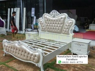 tempat tidur kayu jati warna putih duco / divan minimalis jati