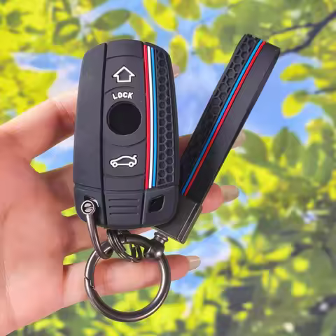 Durable Racing Stripe Key Cover With Keychain For BMW E60 E61 E81 E87 E90 X1 X3 X5 Z4 1 3 5 Series A