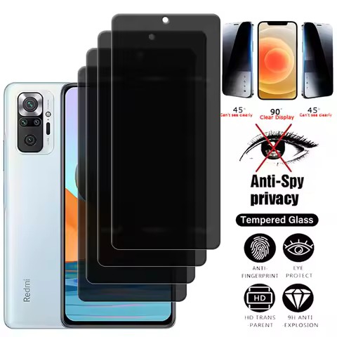 4Pcs For Redmi Note 10 Pro Glass Redmi Note 10 Pro Tempered Glass Cover Glue Privacy Anti-Spy Screen