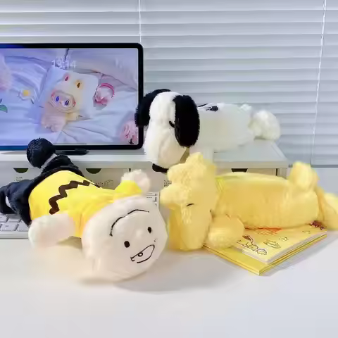 Snoopy Plush Pencil Case Cute Cartoon Pouch Large Capacity Soft Stuffed Animal Stationery Bag for Sc