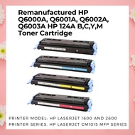 Remanufactured HP Q6000A, Q6001A, Q6002A, Q6003A HP 124A B,C,Y,M Toner Cartridge