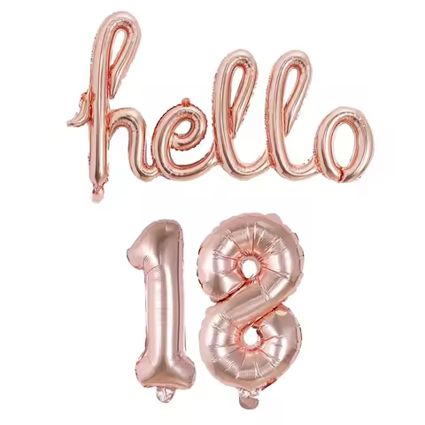 Rold Gold Silver Hello Foil Balloons Number Balloon Birthday 18 21 25 30 40 50 Years Old Aldult Birt