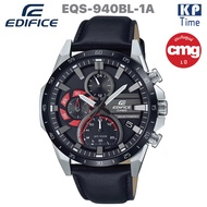 Casio Edifice Solar นาฬิกาข้อมือผู้ชาย โครโนกราฟ พลังงานแสงอาทิตย์ สายหนังแท้ รุ่น EQS-940BL-1A ของแท้ประกันศูนย์ CMG