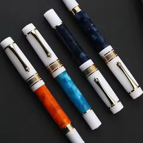New MAJOHN M400 Resin Fountain Pen EF/F Nib Gold Clip Fantastic Pen For Office School Supplies Smoot