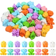 48 Keping Patung Gajah Kecil, 8 Warna Patung Haiwan Miniatur Gajah Resin Kecil untuk Hiasan Taman La