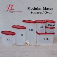 Tupperware Modular Mates Oval ll 1.1L / 1.7L / 2.3L / 2.6L / 500ml (1PC / 2PCS) - Red Food Container