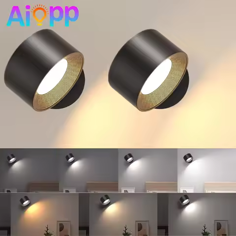 LED Wall Light Indoor Pack of 2, Wall Lamp Wall Lights 2000mah battery, 4 Brightness Levels,, Bedsid