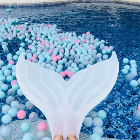 Mermaid Fins White Silica Adult Swimming Scuba Diving Training Short Big Mermaid Tail Fins