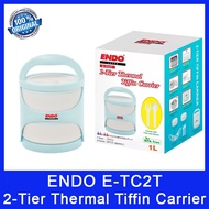ENDO E-TC2T 2-Tier Thermal Tiffin Carrier. 2x 500ml Capacity. Keeps Food Warm for Hours. Local SG Stock.