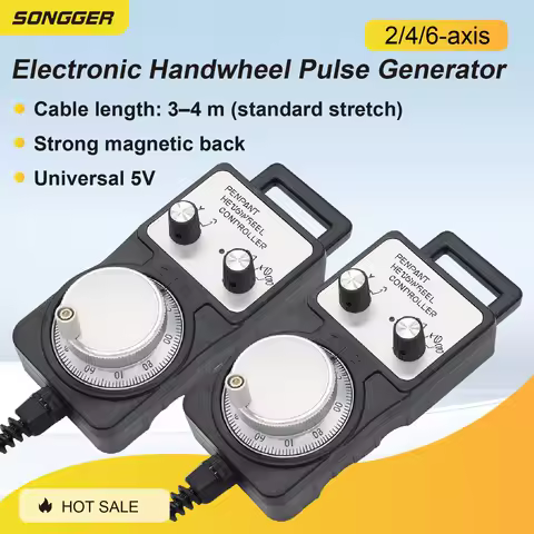 Electronic Handwheel Pulse Generator CNC MPG Pendant 4 Axis 6 Axis 5V Jog Controller with Emergency 