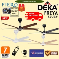 [FREE GIFT & FREE DELIVERY] Deka Fiero Freya 42"/56" Dc Motor Remote Control 5 Blades Ceiling Fan